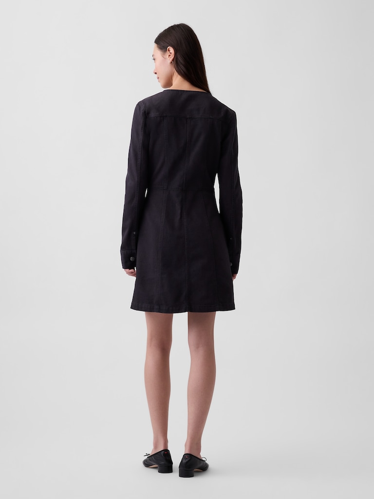 V-Neck Button-Front Mini Dress
