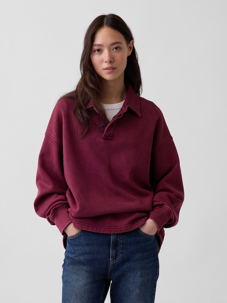 VintageSoft Oversized Polo Sweatshirt
