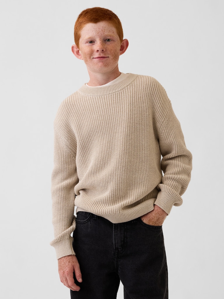 100% Cotton Relaxed Shaker Sweater
