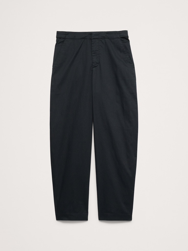 Barrel-Leg High-Rise Twill Pleated Utility Pant