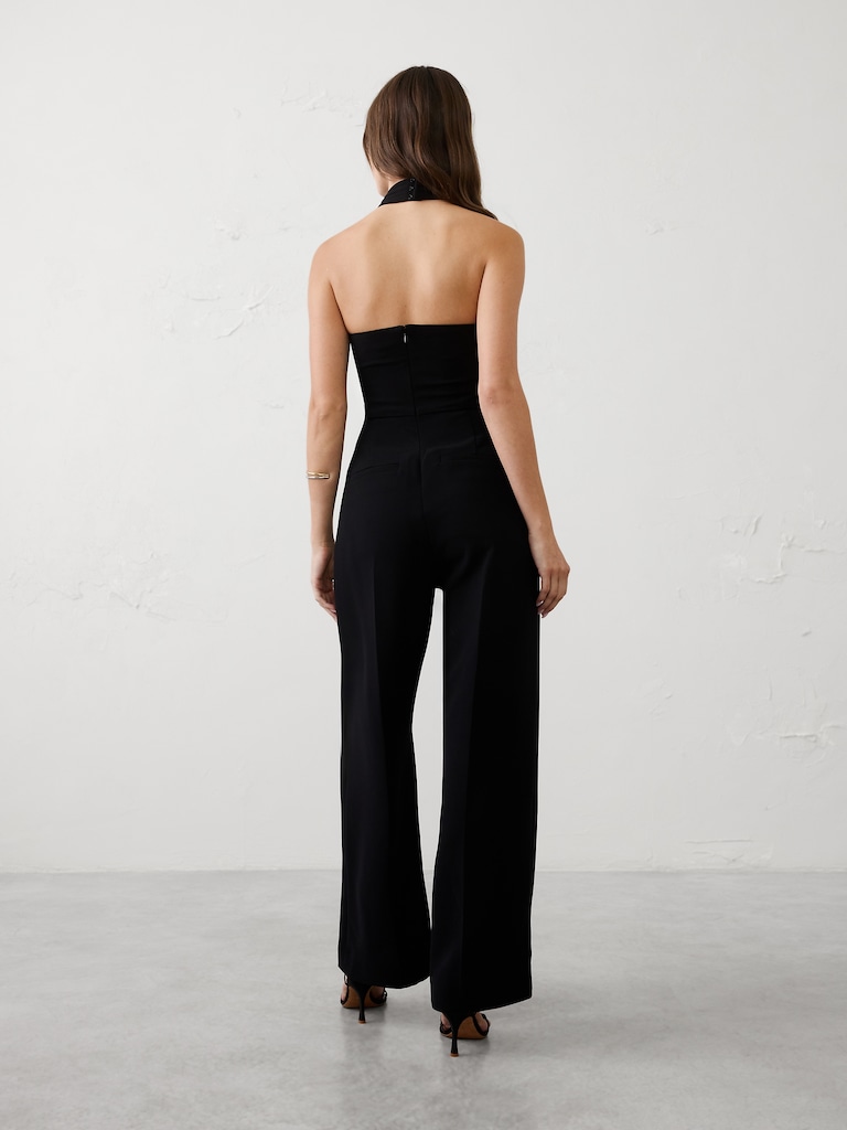 Tailored Crossed-Halter Jumpsuit