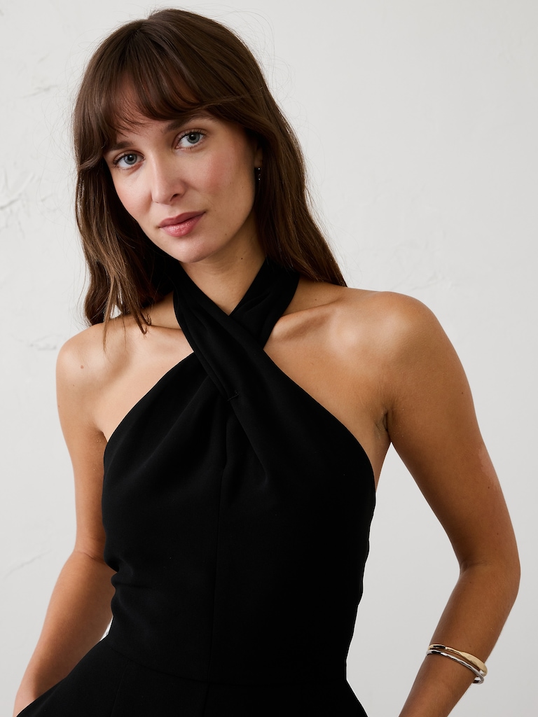 Tailored Crossed-Halter Jumpsuit