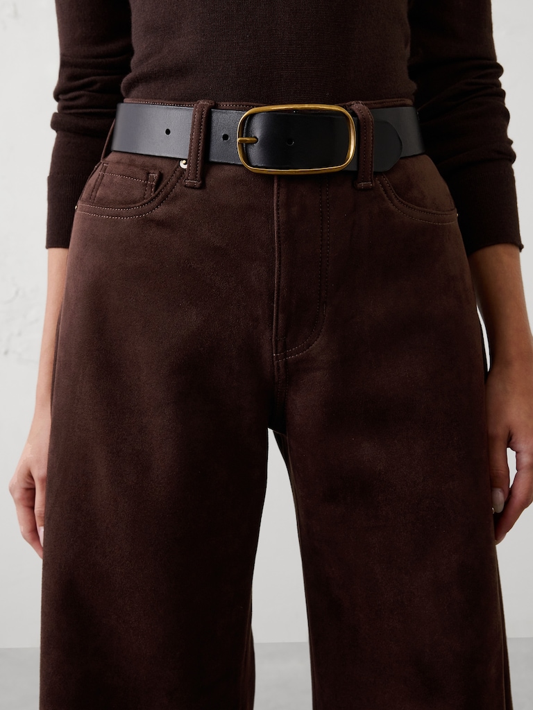 Vegan Suede Wide-Leg High-Rise Pant