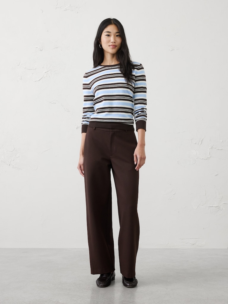 Barrel-Leg High-Rise Knit Ponte Pant