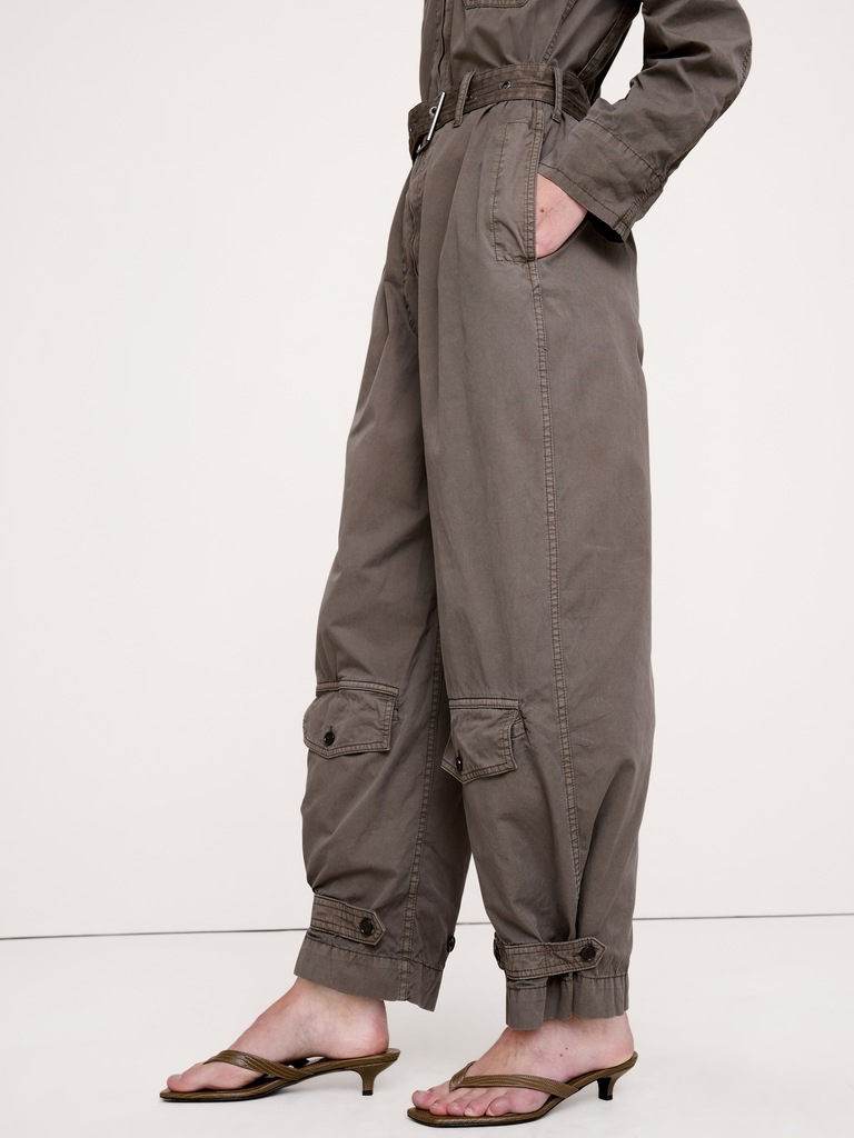 Cotton Twill Zip Jumpsuit