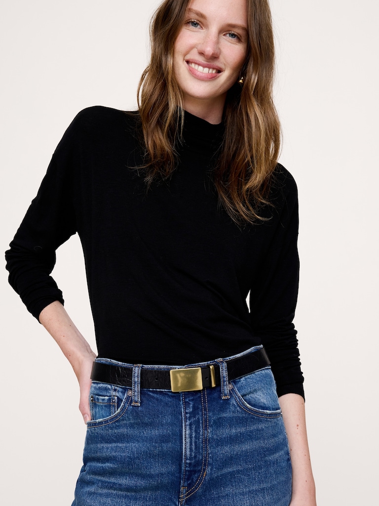 Leather Solid-Buckle Belt
