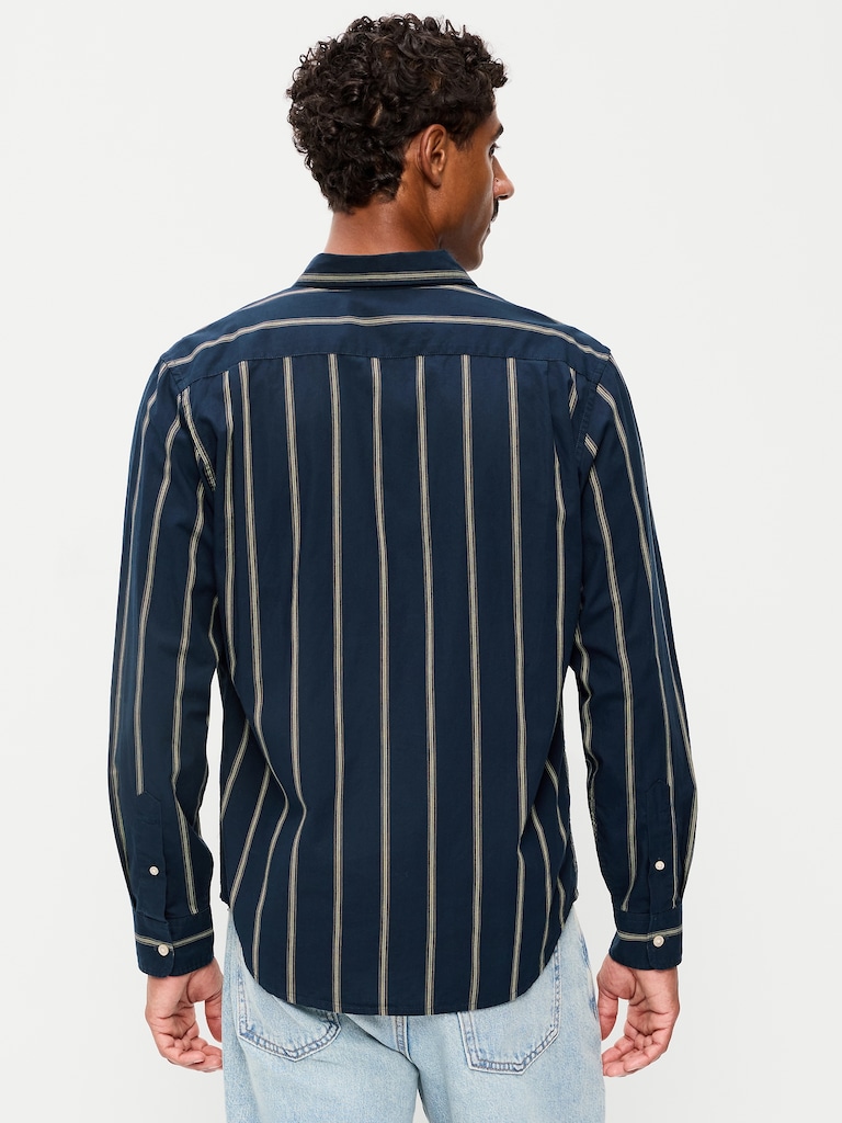 Chemise passe-partout coupe classique en popeline à rayures