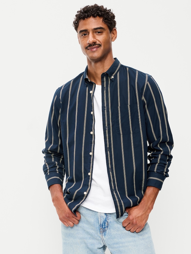 Chemise passe-partout coupe classique en popeline à rayures