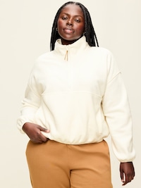 Oversized Half-Zip Cropped Fleece Sweatshirt