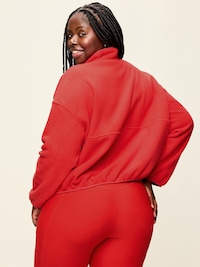 Oversized Half-Zip Cropped Fleece Sweatshirt