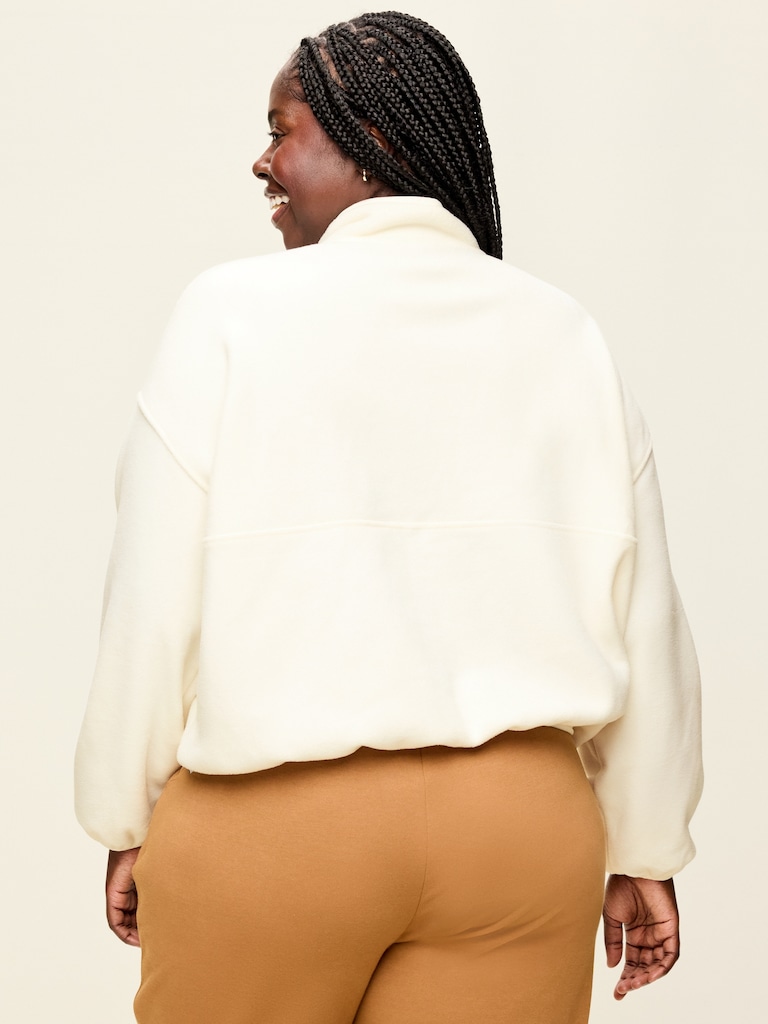 Oversized Half-Zip Cropped Fleece Sweatshirt