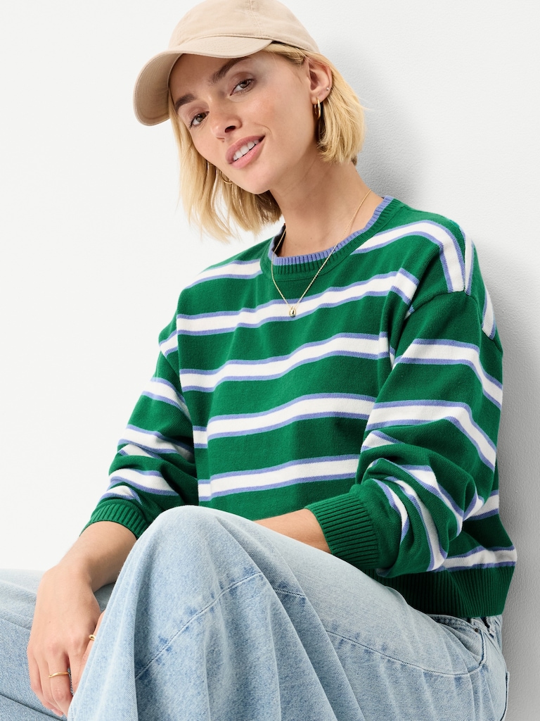 SoSoft Cotton Crew-Neck Cropped Sweater