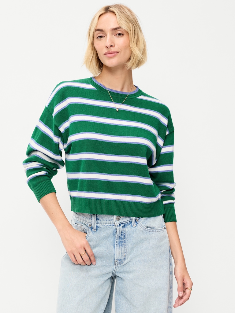 SoSoft Cotton Crew-Neck Cropped Sweater