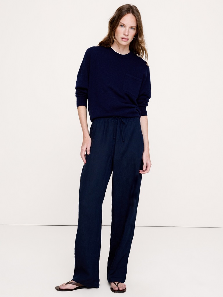 The Getaway Straight-Leg Pull-On Pant in Linen