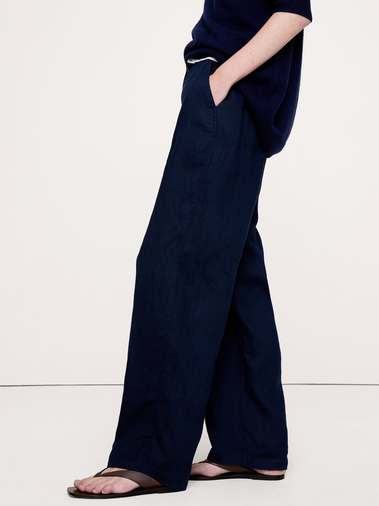The Getaway Straight-Leg Pull-On Pant in Linen