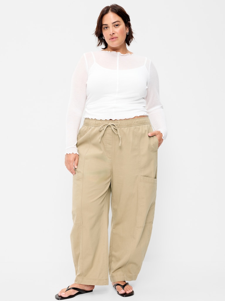 Mid-Rise Pull-On Utility Pants