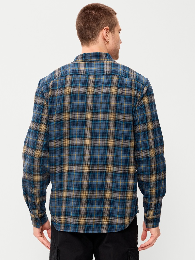 Relaxed Long-Sleeve Flannel Pocket Shirt