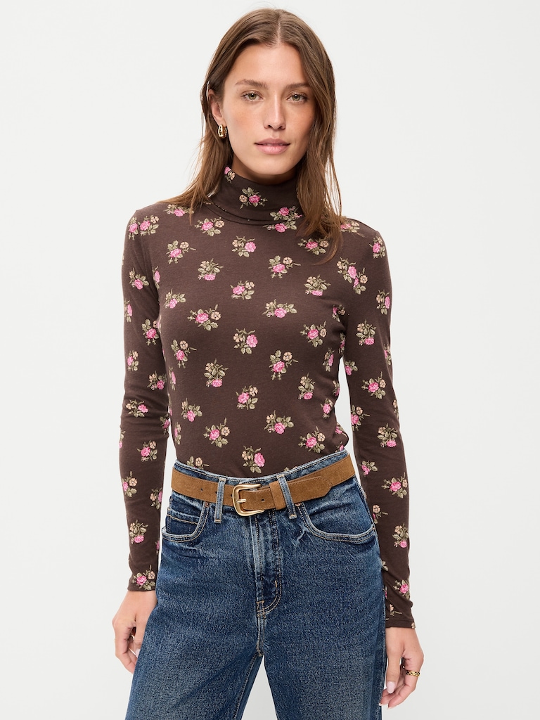Slim-Fit Printed Turtleneck