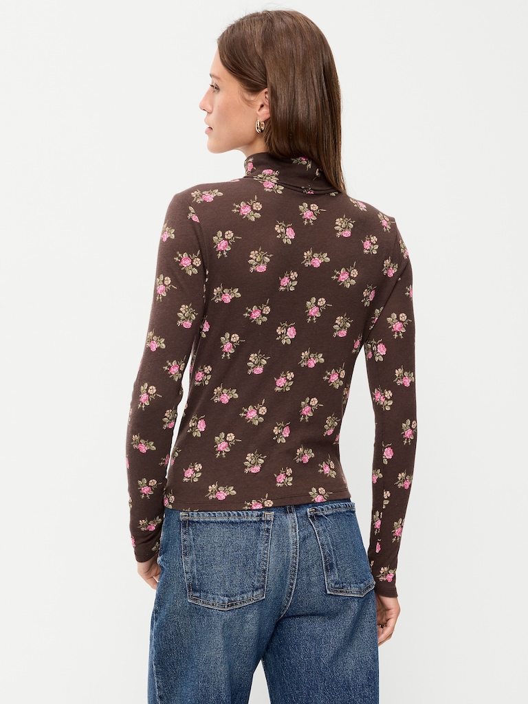 Slim-Fit Printed Turtleneck