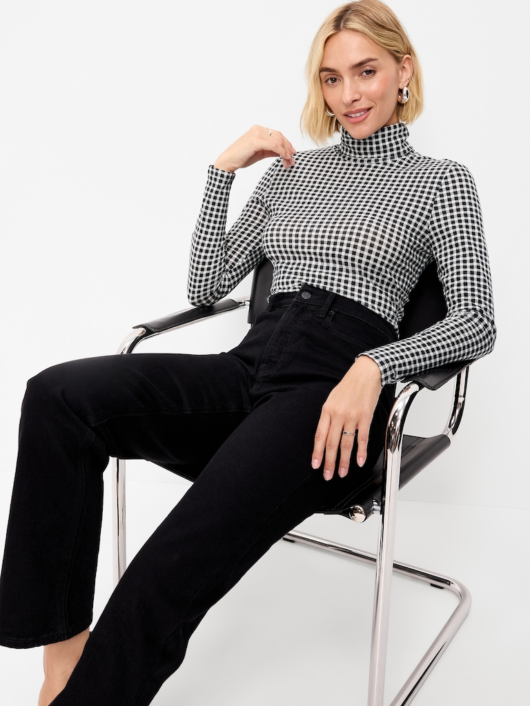 Slim-Fit Printed Turtleneck