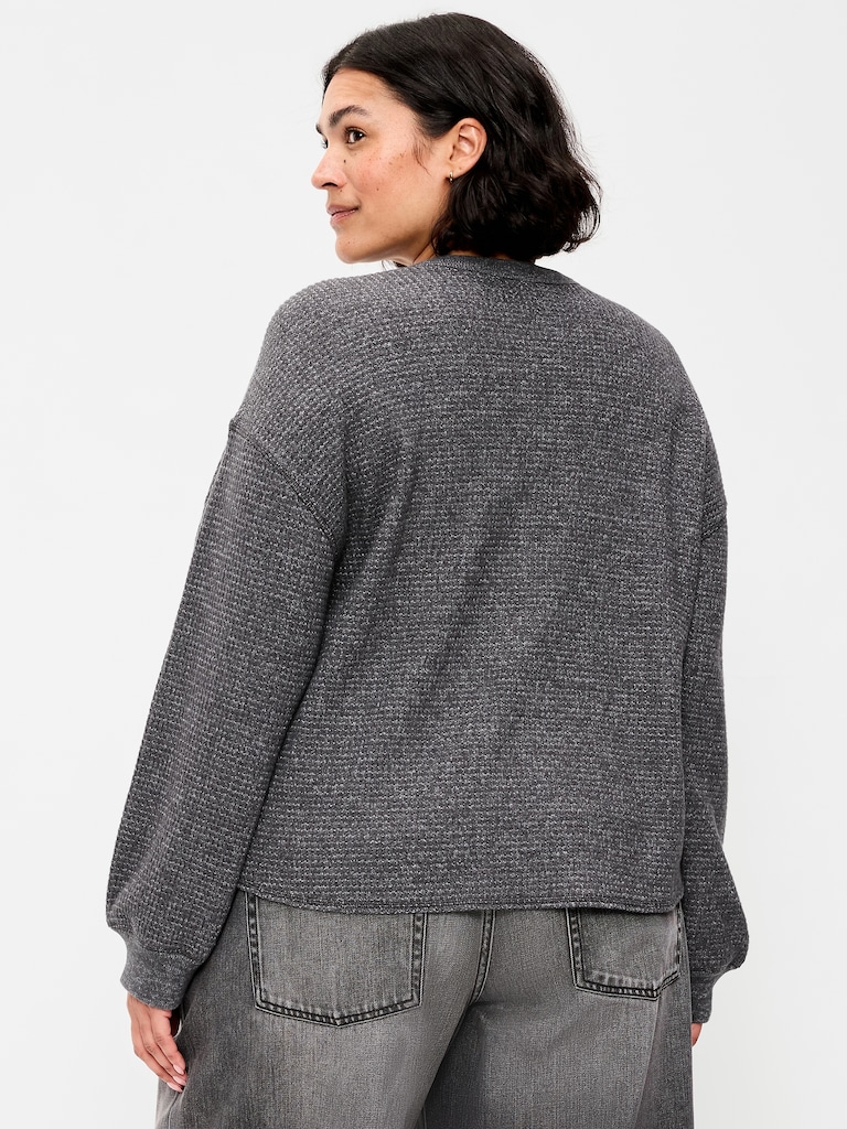 Long-Sleeve Crew-Neck Henley T-Shirt