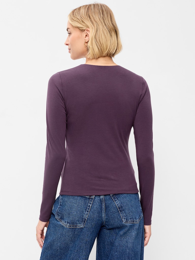 Hug Double-Layer Crew-Neck Long-Sleeve Top