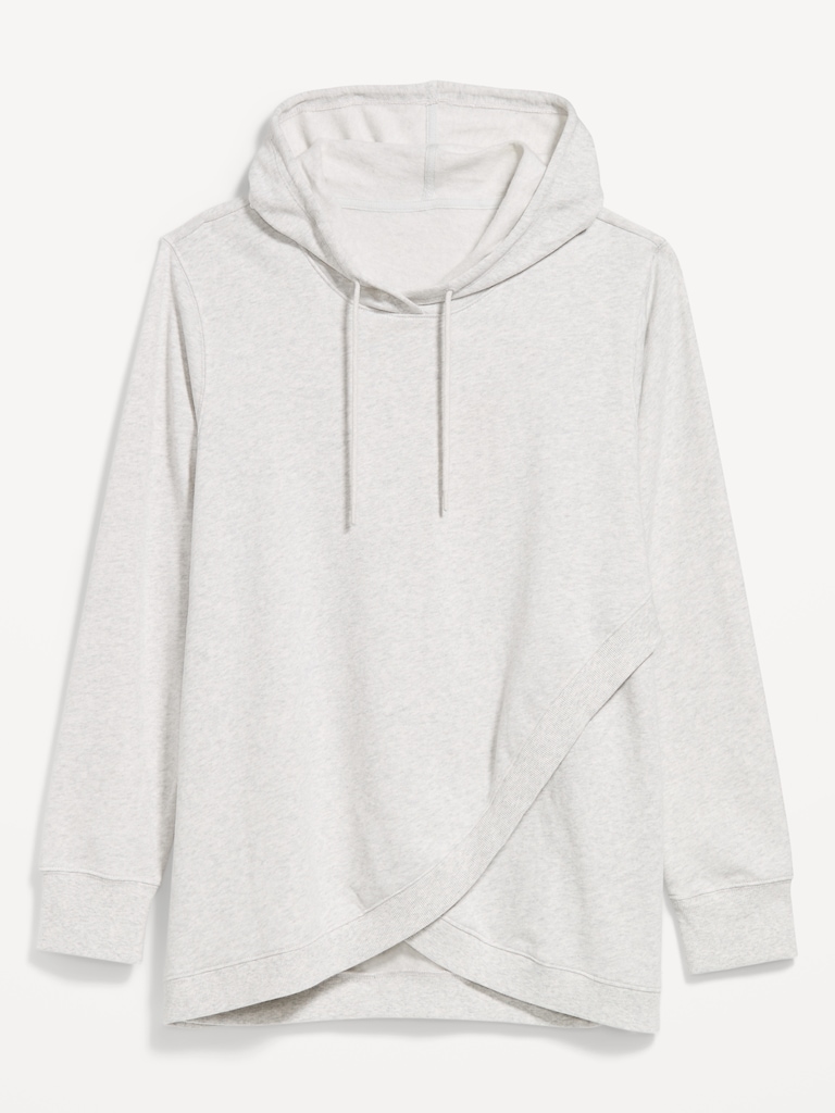 Maternity Fleece Crossover Nursing Tunic Hoodie Sweatshirt
