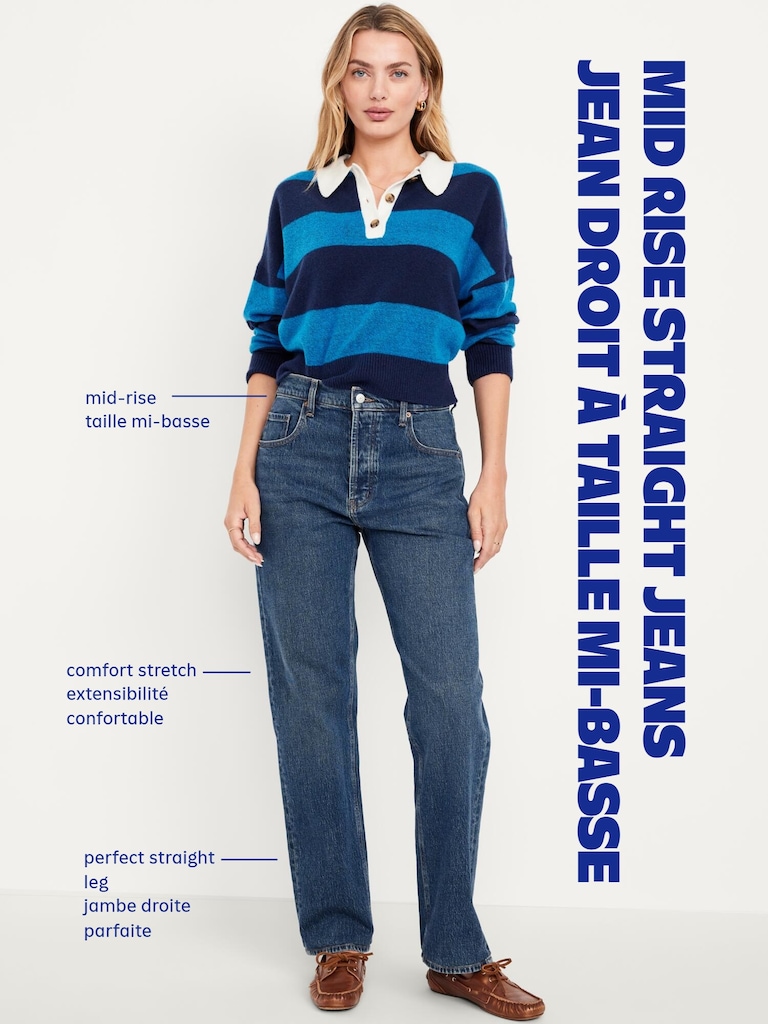 Mid-Rise Straight Jeans