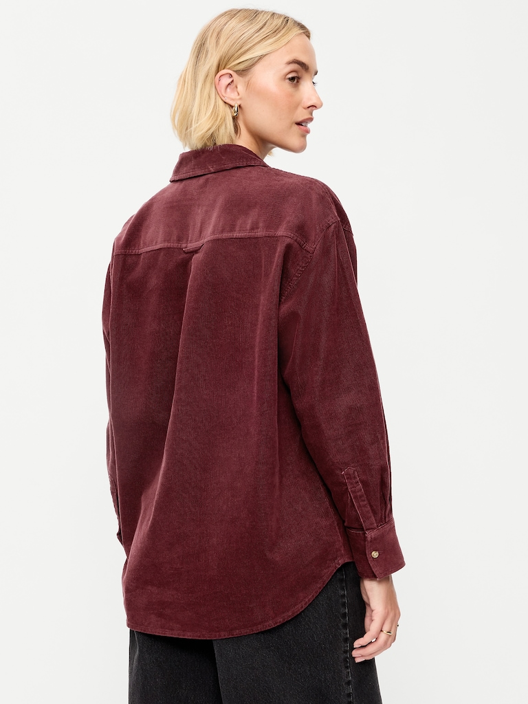 Oversized Boyfriend Button-Down Corduroy Shirt