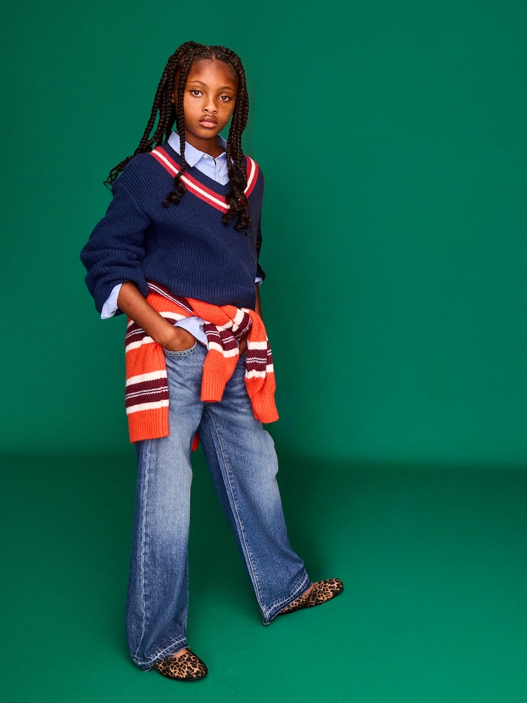 Cropped V-Neck Sweater for Girls