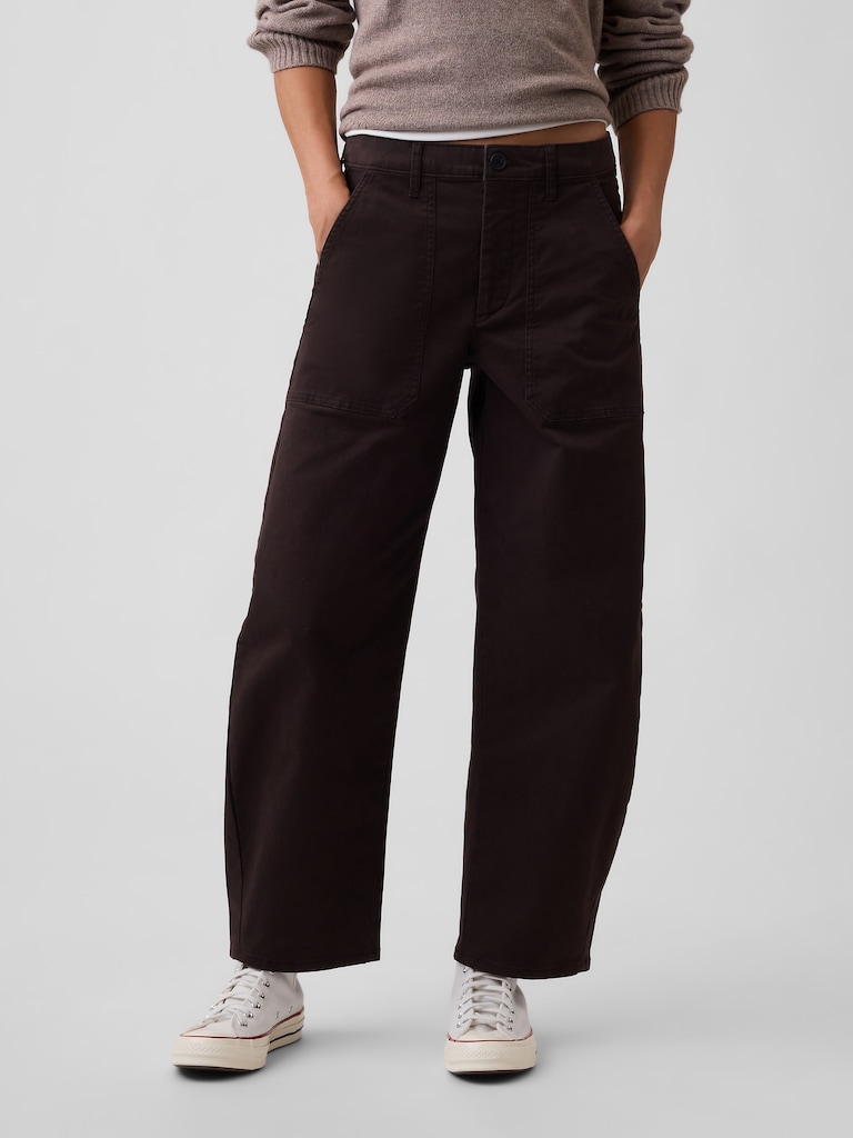 Mid Rise Barrel Khakis