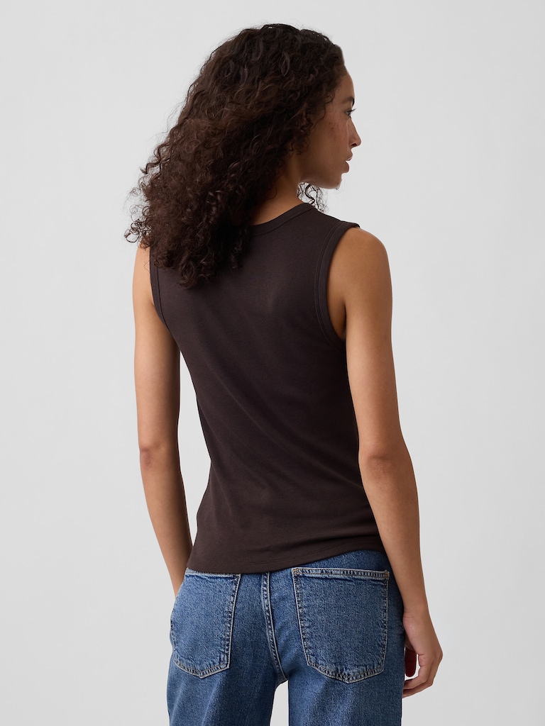 Modern Ribbed High-Neck Tank Top