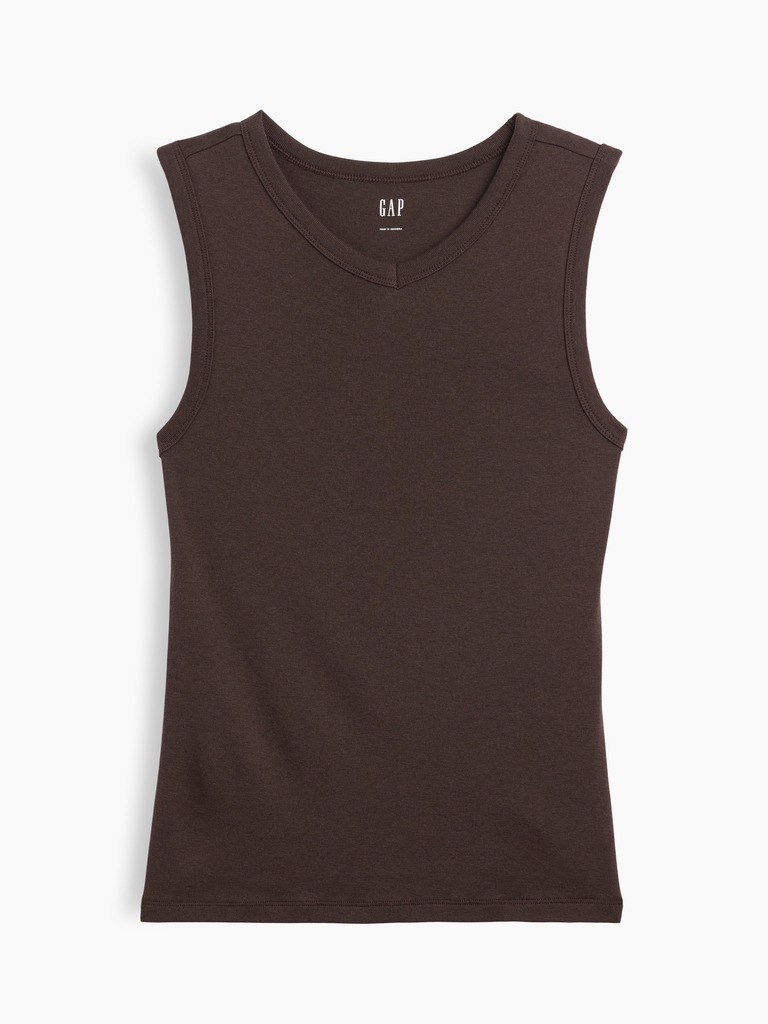 Modern Ribbed High-Neck Tank Top