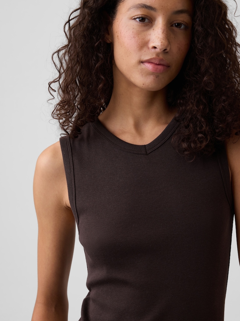 Modern Ribbed High-Neck Tank Top