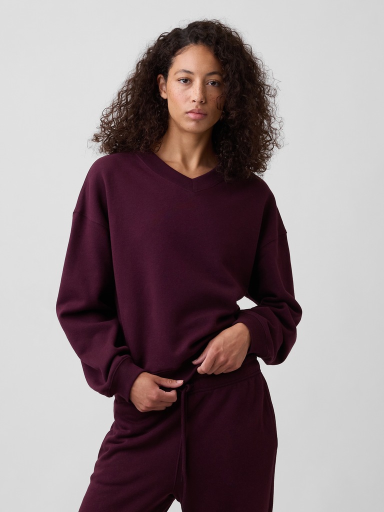 Oversized Wedge V-Neck Sweatshirt