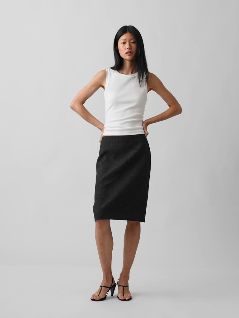 Herringbone Knee-Length Skirt