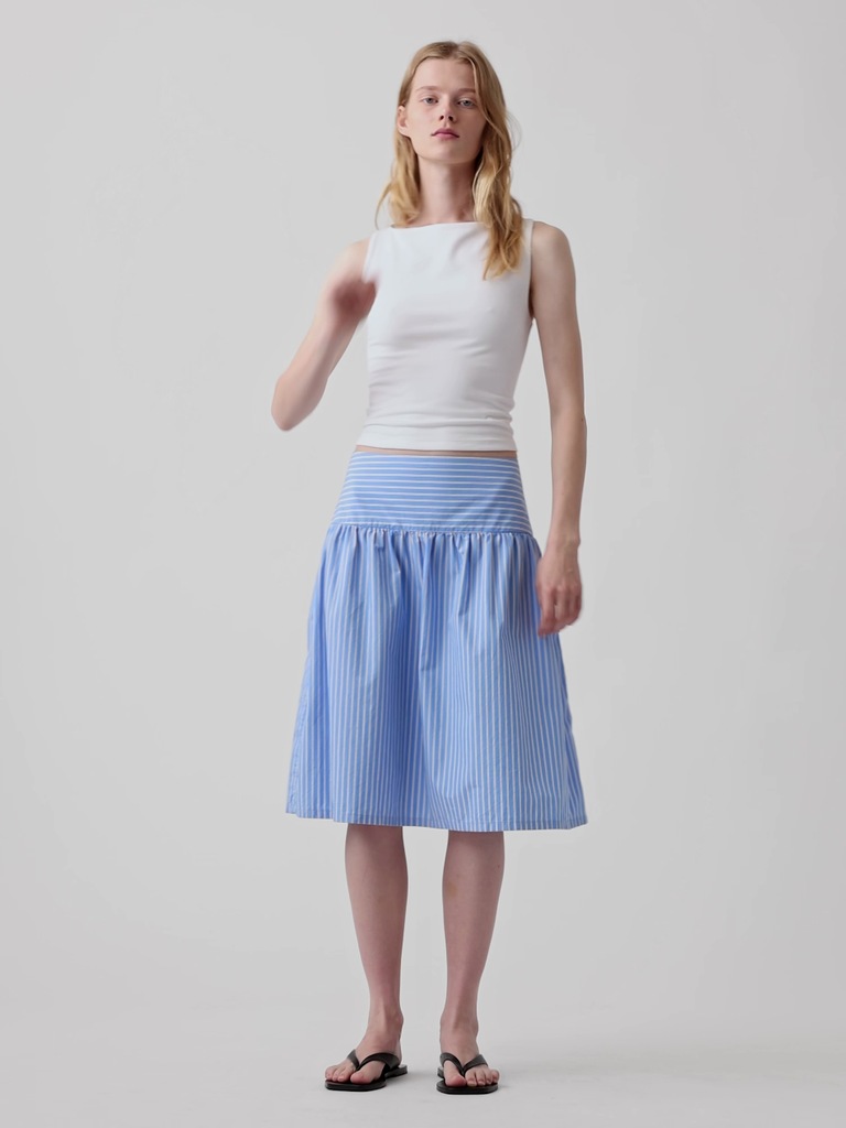 Poplin Drop-Waist Skirt