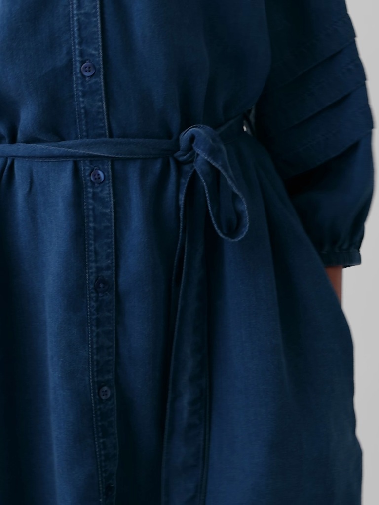 Denim Tie-Waist Mini Shirtdress