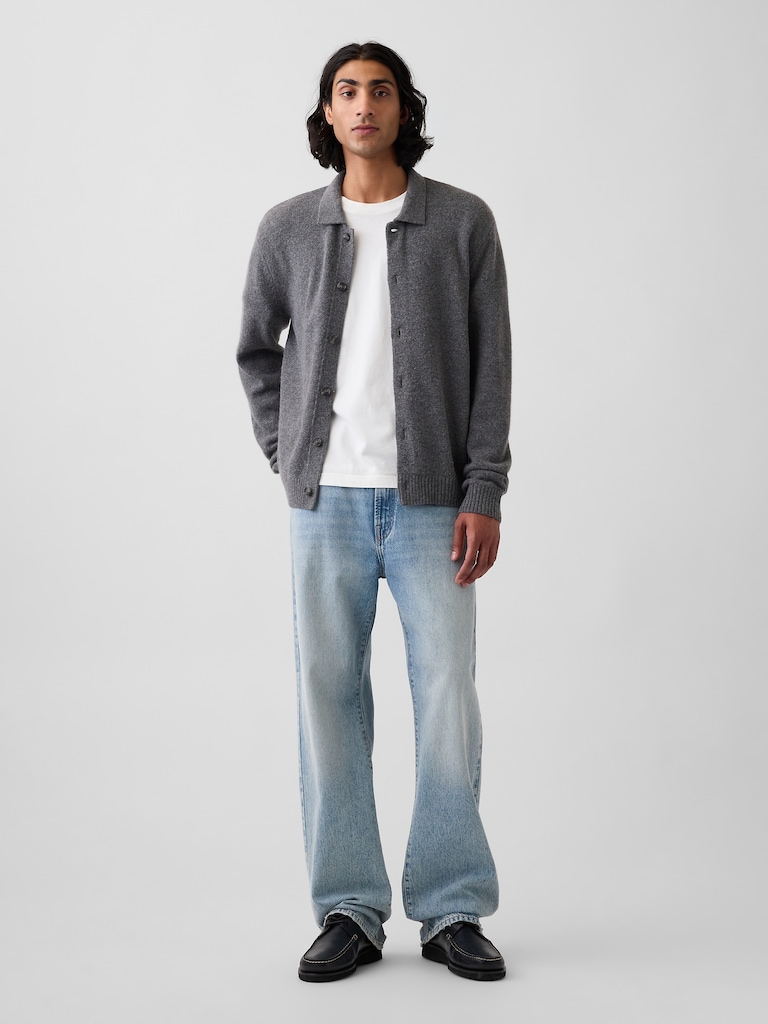 Relaxed Polo Cardigan Sweater