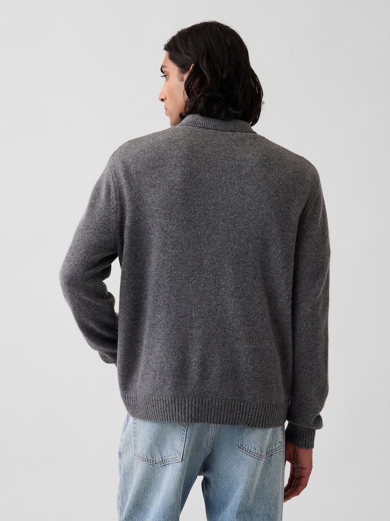 Relaxed Polo Cardigan Sweater