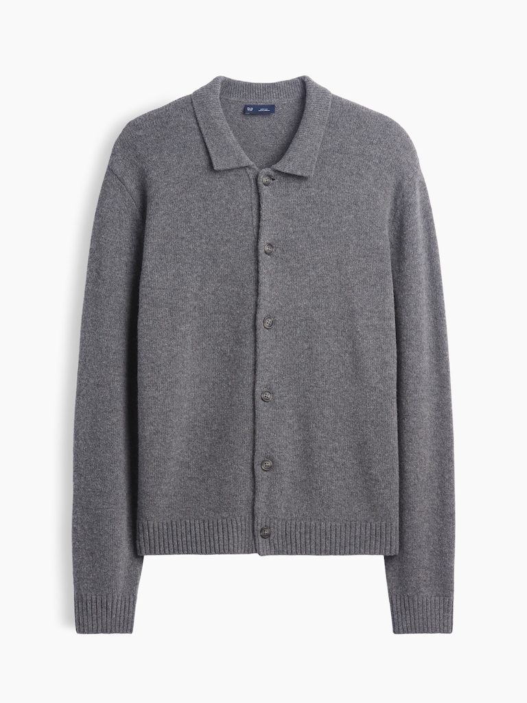 Relaxed Polo Cardigan Sweater