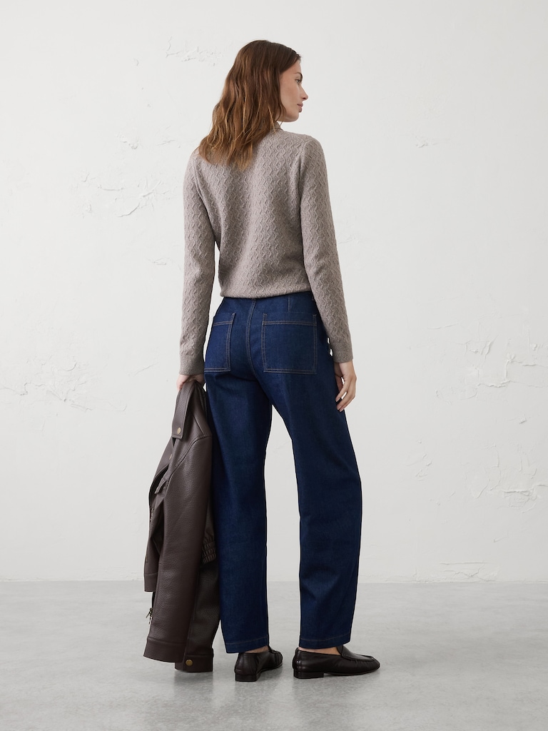 Barrel-Leg Mid-Rise Seamed Jean