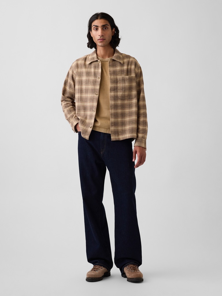 Relaxed Straight-Hem Flannel Shirt