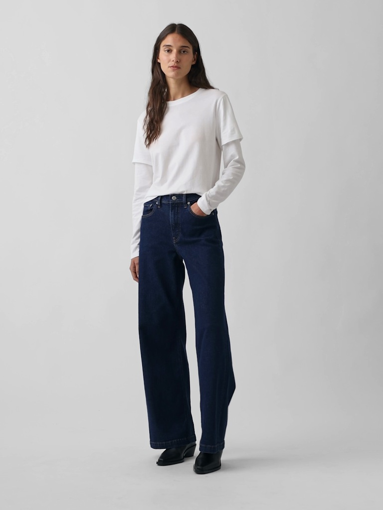 High Rise Stride Wide-Leg Jeans