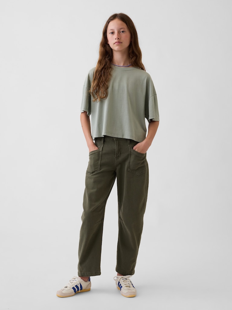 Kids High Rise Barrel Jeans