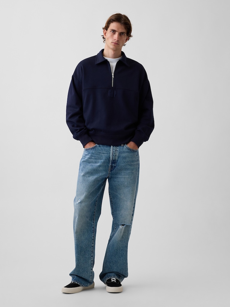 Heavyweight Oversized Logo Half-Zip Pullover