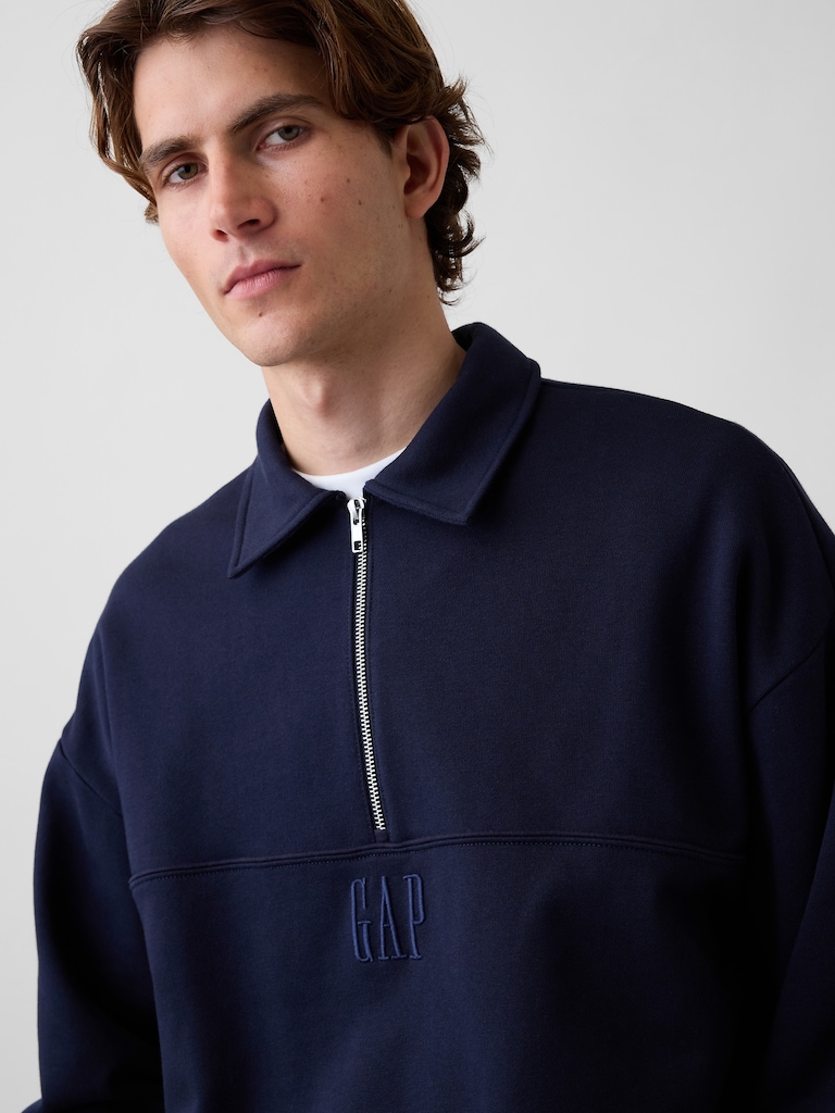 Heavyweight Oversized Logo Half-Zip Pullover