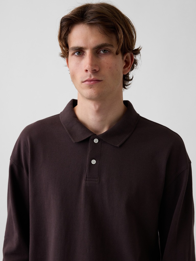 Oversized Pique Polo Shirt