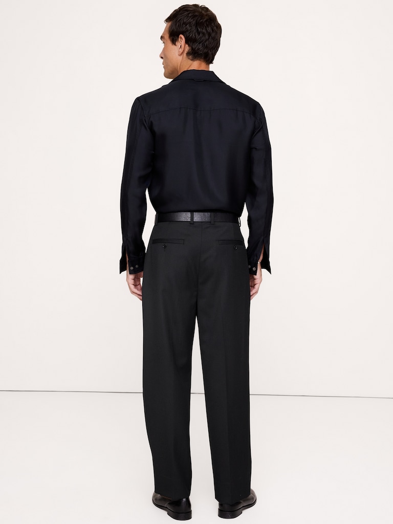 Loose Pleated Twill Suit Pant