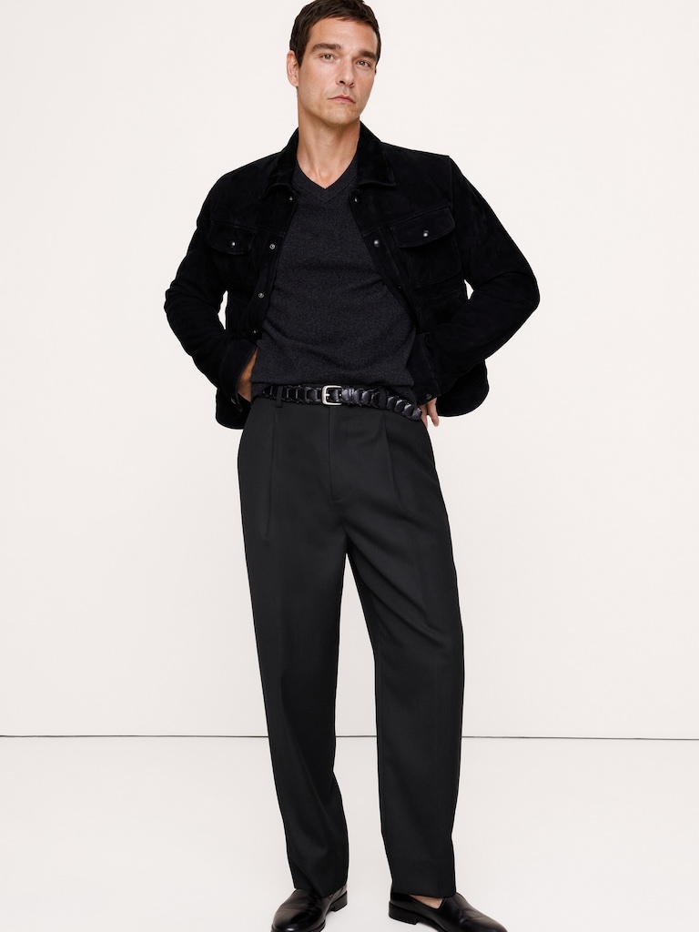 Loose Pleated Twill Suit Pant